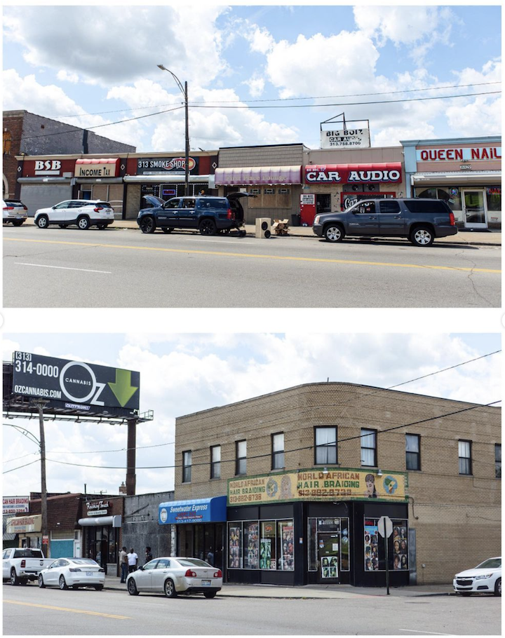 The stretch of Harper Avenue sits on the edge of the majority-Black Morningside and East English Village neighborhoods next to the Edsel Ford Freeway.